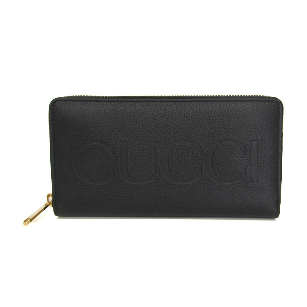 Gucci Logo 658691 Men,Women Leather Long Wallet (bi-fold) Black
